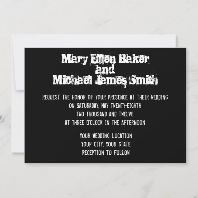 Invitación urbana de la boda de la pintada (Anverso)