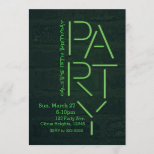 Invitación urbana de ladrillo de fiesta verde resp