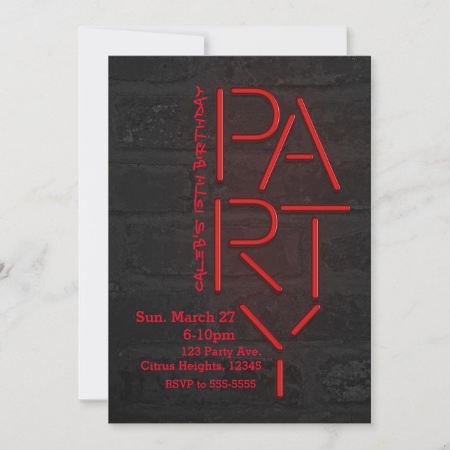 Invitación urbana de ladrillo de pared de fiesta d (Anverso)