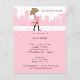 Invitación urbana en Baby Shower rosa