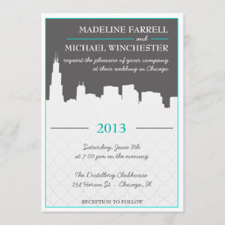 Invitación urbana moderna de la boda del horizonte