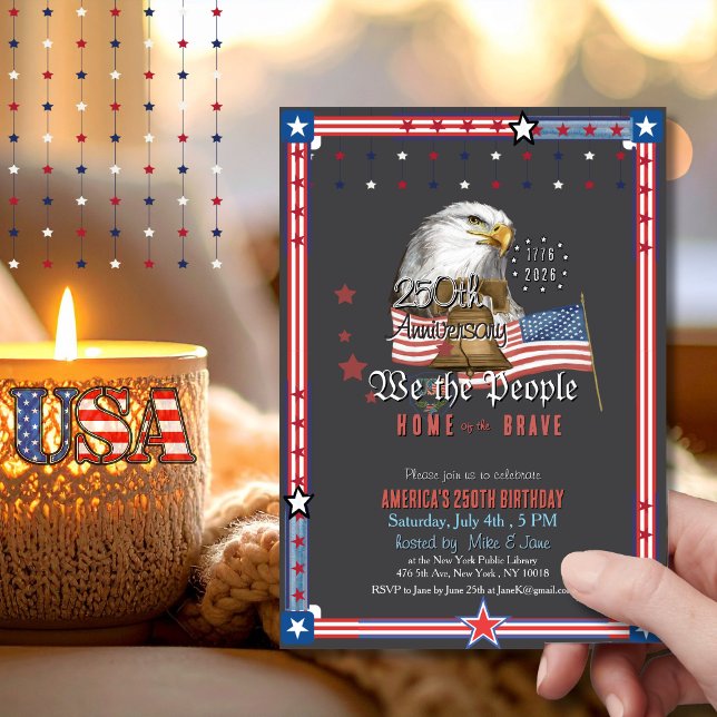 Invitación US 250 Anniversary  Eagle & Bell Illustration (US 250 Anniversary Eagle & Bell Illustration Invitation)