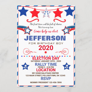 INVITACIÓN US BIRTHDAY BOY ELECTION BIRTHDAY INVITATION