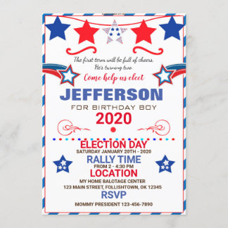 INVITACIÓN US BIRTHDAY BOY ELECTION BIRTHDAY INVITATION