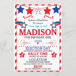 INVITACIÓN US BIRTHDAY GIRL ELECTION BIRTHDAY INVITATION