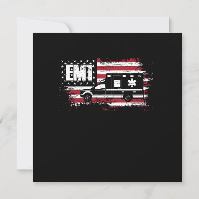 Invitación USA Flag Ambulance EMT EMS Doctor First Aid Parame (Anverso)