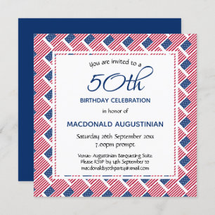 Invitación USA FLAG Estadounidense Personalizado 50 cumpleaño