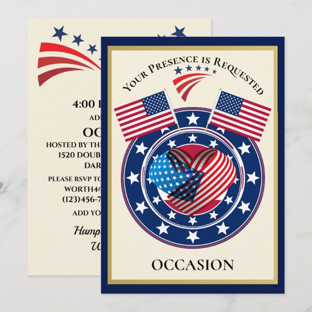 Invitación USA Patriótica (Anverso / Reverso)