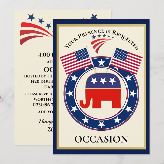 Invitación USA Patriótica (Anverso / Reverso)