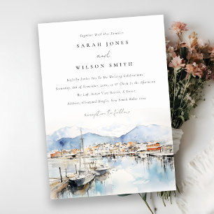 Invitación Ushuaia, Argentina Paisaje Acuarela Boda