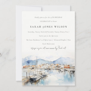 Invitación Ushuaia, Argentina Paisaje Acuarela Cumpleaños