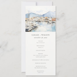 Invitación Ushuaia, Argentina Watercolor Scape Wedding Menu