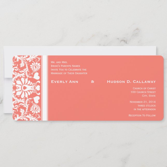 Invitación Usted elige el color - mostrado como matrimonio de (Anverso)