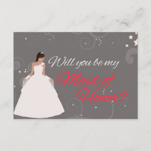 Invitación Usted será mi criada del vestido de lujo blanco