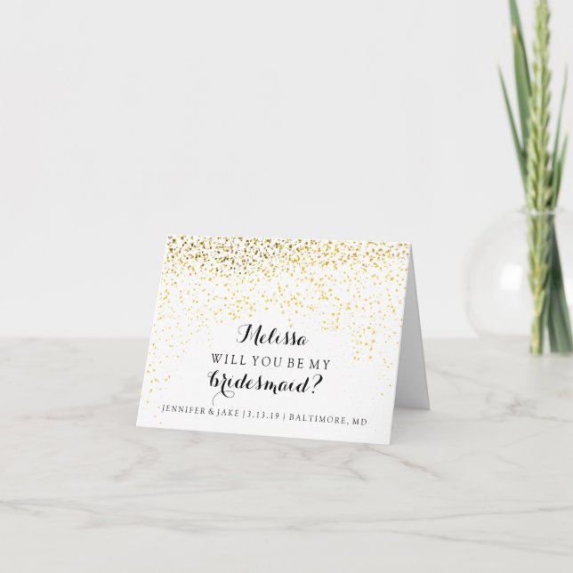 Invitación Usted será mi dama de honor - confeti fabuloso (Anverso)