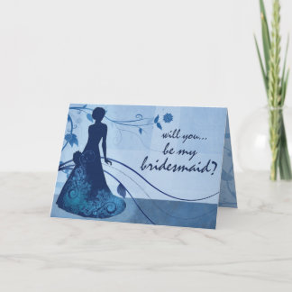 Invitación Usted será mi dama de honor en azul