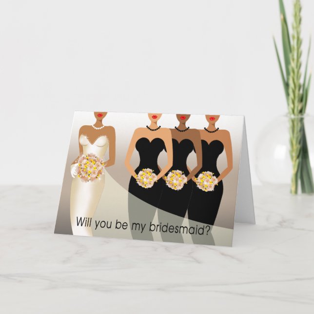 Invitación ¿Usted será mi dama de honor? Negro nupcial del (Anverso)