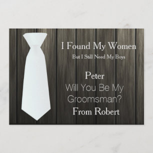 Invitación Usted será mi lazo blanco del padrino de boda de