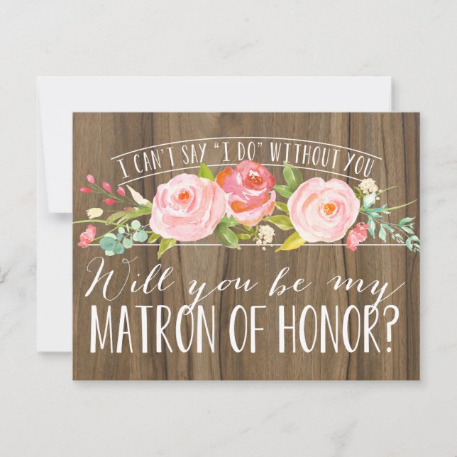 Invitación Usted será mi matrona de la dama de honor del (Anverso)
