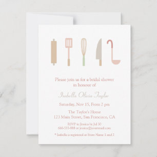 Invitación Utensilios de cocina modernos para regalo de boda