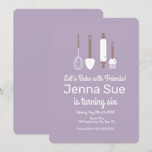 Invitación Utensilios de Cumpleaños para Repostería Minimalis