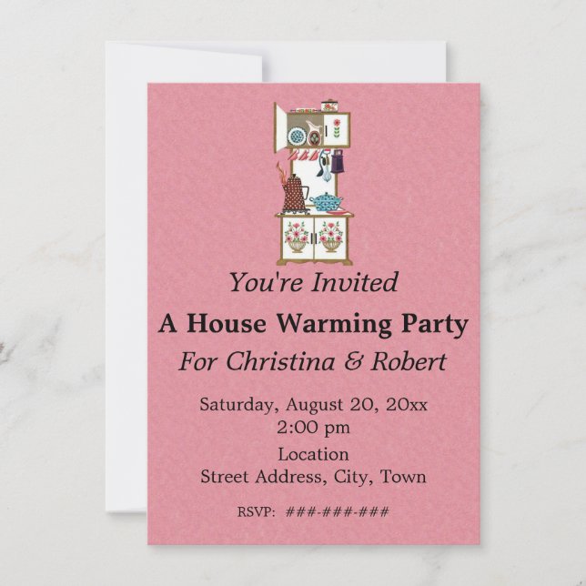 Invitación Utensilios de época retro retro de estufa blanca (Anverso)