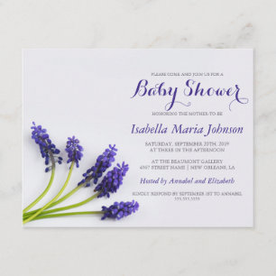 Invitación Uva-Jacinto púrpura el Baby Shower floral