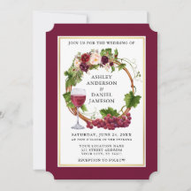 Uvas acuarelas florales Wreath Burgung Boda