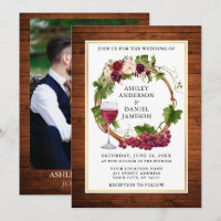 Uvas acuarelas Florales Wreath Photo Wood Boda