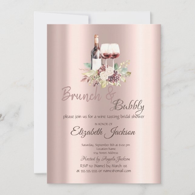 Invitación Uvas de sabor vitivinícola Subió el brunch de oro  (Anverso)