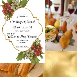 Invitación Uvas elegantes y almuerzo de acción de gracias de
