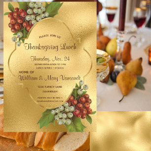 Invitación Uvas elegantes y almuerzo de acción de gracias de 