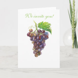 Invitación Uvas en acuarela – Celebración de cata de vinos