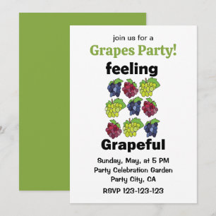 Invitación Uvas Fruta Sintiendo Uva Punny Fiesta