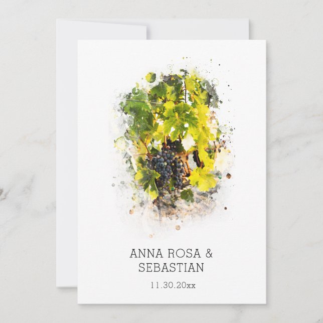 Invitación *~* Uvas Italia AR21 QR RSVP Boda de viñas (Anverso)
