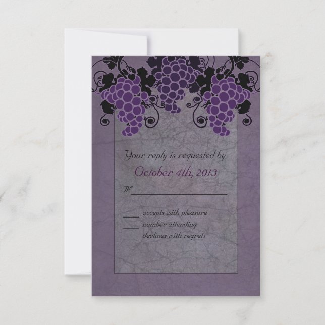 Invitación Uvas moradas Boda de cosecha salvando la fecha (Anverso)