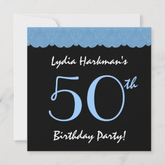 Invitación V501 azul y negro de cumpleaños