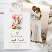 V Aniversario del Boda de la copa de champán rosa