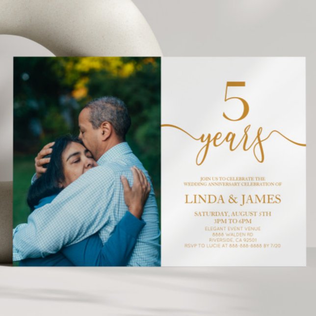 Invitación V Aniversario del Boda minimalista de Champagne (Subido por el creador)