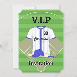 Invitación V.I.P. Béisbol azul de cumpleaños