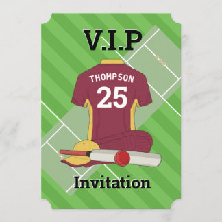 Invitación V.I.P Cricket (burg) Partido del Cumpleaños