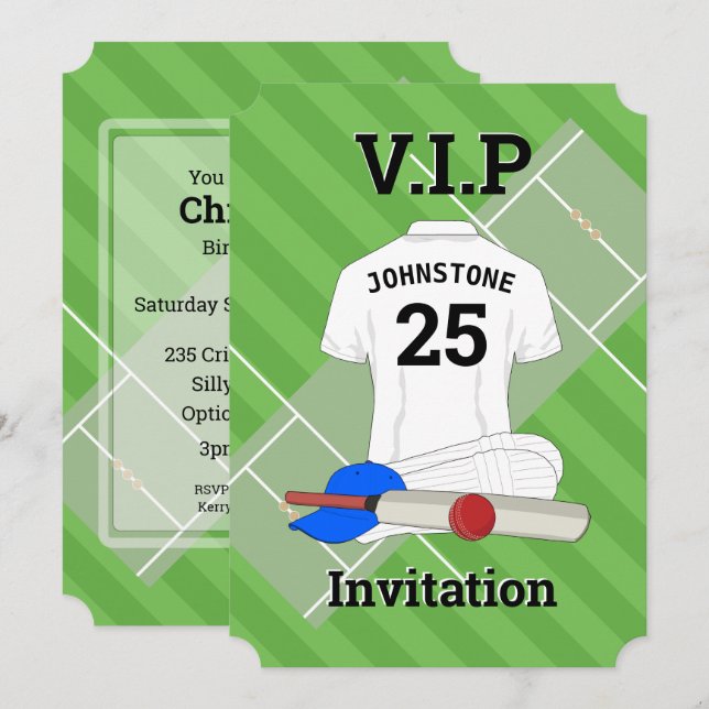 Invitación V.I.P Partido de Cumpleaños del Cricket (Anverso / Reverso)