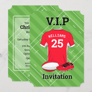 Invitación V.I.P Rugby (RED) Fiesta de cumpleaños