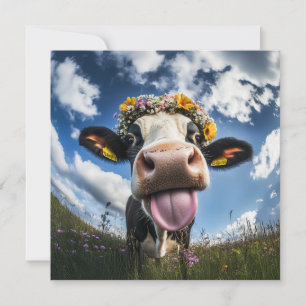 Invitación Vaca alegre en flor