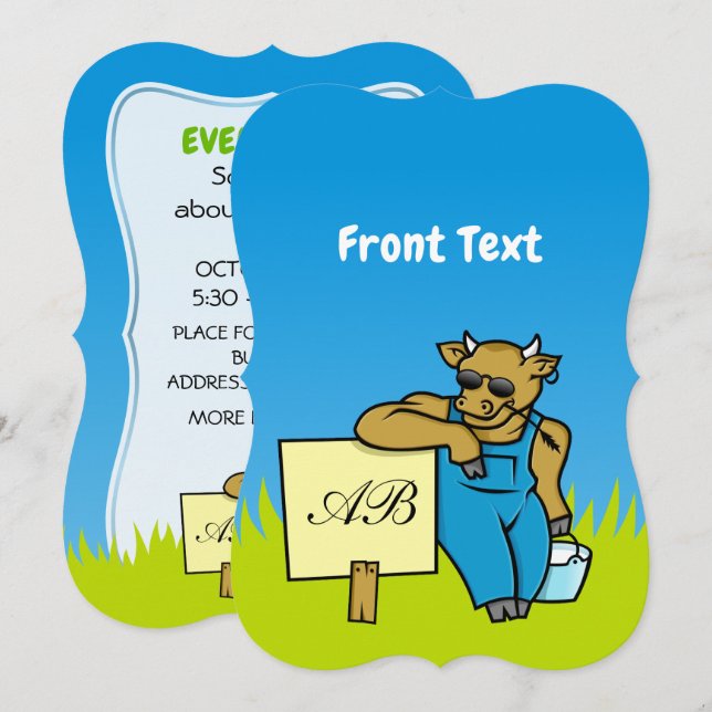 Invitación Vaca con Rótulo (Anverso / Reverso)