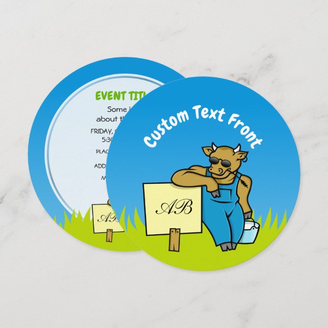 Invitación Vaca con Rótulo (Anverso / Reverso)