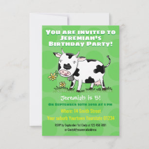 Invitación Vaca corta en ilustracion personalizado de campo v