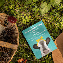 Invitación Vaca dulce con fiesta de cumpleaños de cualquier e