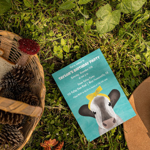 Invitación Vaca dulce con fiesta de cumpleaños de cualquier e