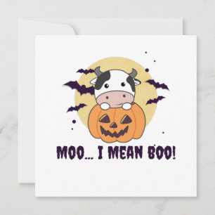 Invitación Vaca Fantasma Lindo Kawaii Halloween Moo Quiero De